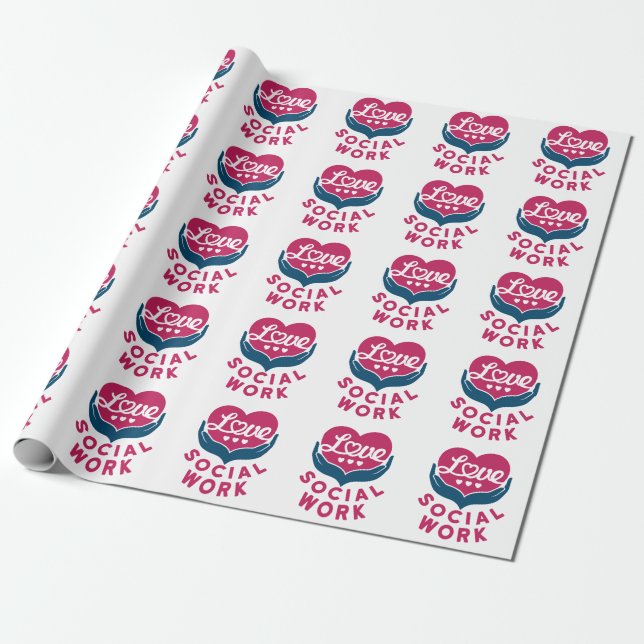 Love Social Work Social Worker Appreciation Wrapping Paper (Unrolled)