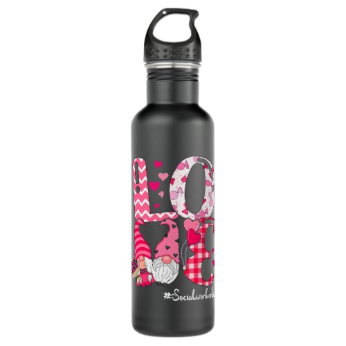 LOVE Social Worker Funny Couple Gnomes Valentine D Stainless Steel Water Bottle