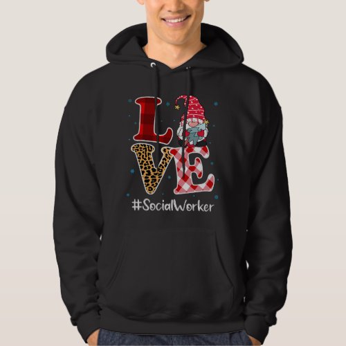 Love Social Worker Gnome Christmas Matching Pajama Hoodie