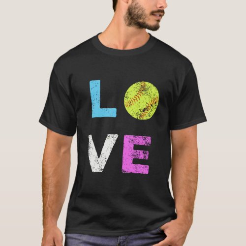 Love Softball American Team Fan Gift T_Shirt