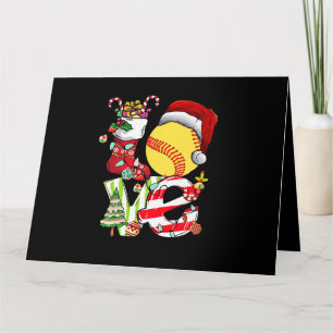 Love Softball Christmas Santa Hat Teen Girls Women Card