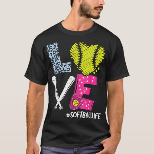 Love Softball Coach Player Softball Life n Girls W T_Shirt