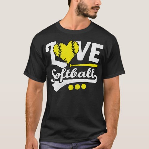 Love Softball for n Girls and Women Cute Softball  T_Shirt