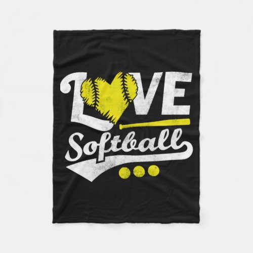 Love Softball for Teen Girls Women Cute Softball Fleece Blanket