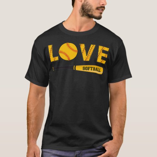 Love Softball Graphic Saying for n Girls and Women T_Shirt