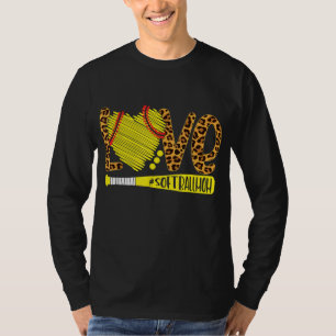 Love Softball Mom Leopard Print Baseball Lover Mot T-Shirt