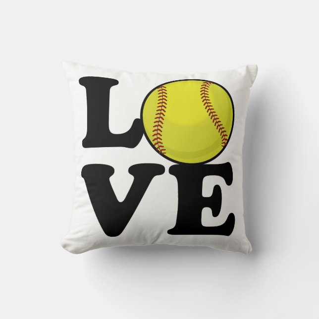Love Softball Throw Pillow (Front)