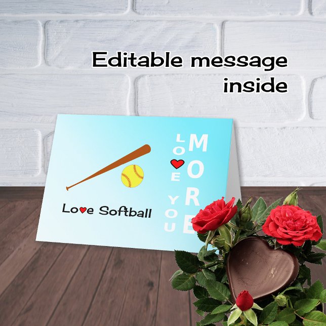 Love Softball Valentines Day romantic sports Holiday Card (Creator Uploaded)