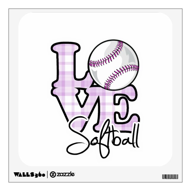 Love Softball Wall Sticker (Front)