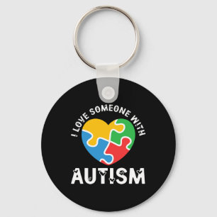 Love Someone With Autism Heart Puzzle Autistic Keychain