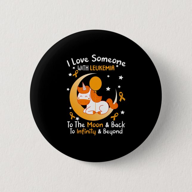 Love Someone With Leukemia Awareness Orange Ribbon Button (Front)
