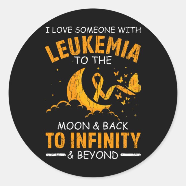 Love Someone With Leukemia Happy Awareness Ribbon  Classic Round Sticker (Front)