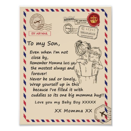 Love Son  Letter To My Daughter Love You Baby Boy Photo Print
