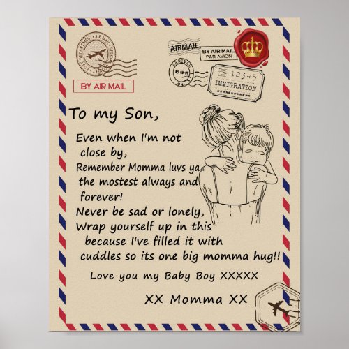 Love Son  Letter To My Daughter Love You Baby Boy Poster