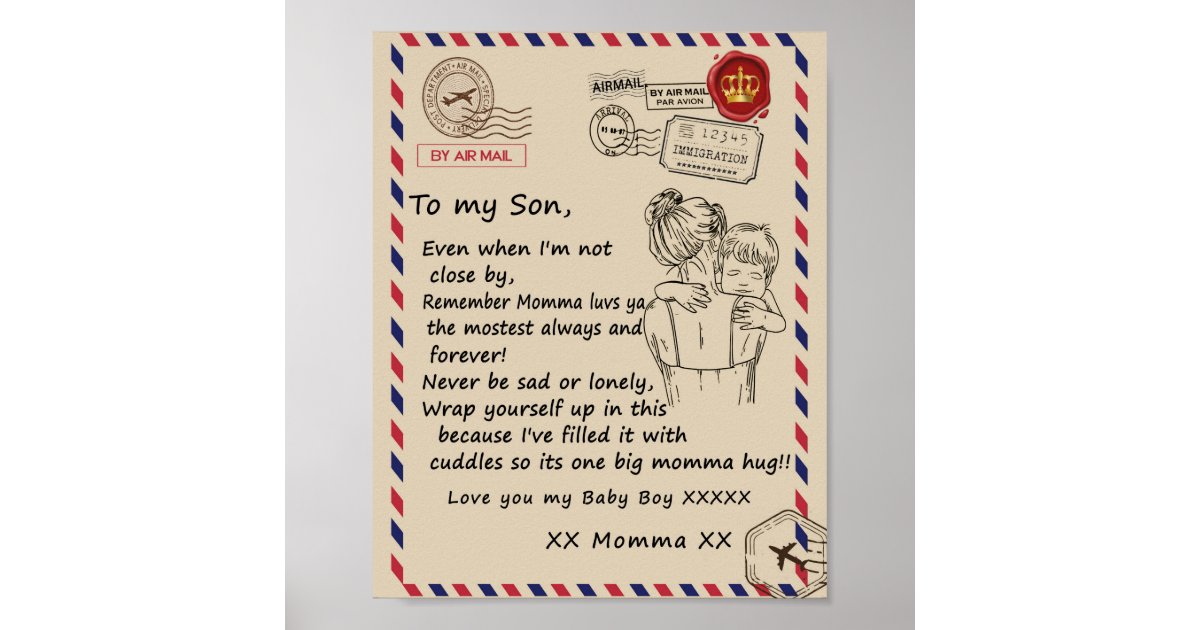 Love Son Letter To My Daughter Love You Baby Boy Poster Zazzle