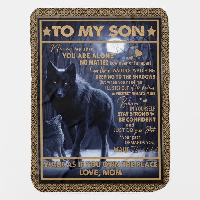 Love Son| Letter To My Son Never Feel You're Alone Baby Blanket (Front)