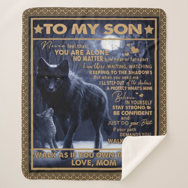 Love Son| Letter To My Son Never Feel You're Alone Sherpa Blanket (Front)