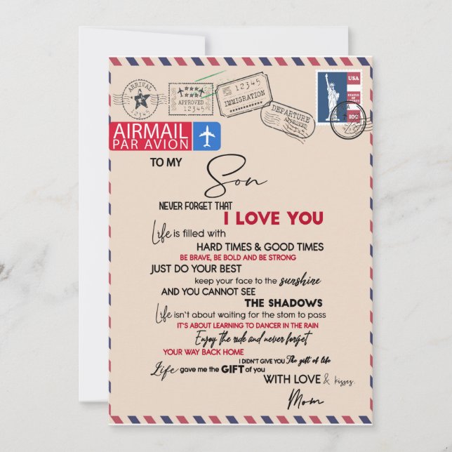 Love Son | To My Son Never Forget That I Love You Invitation (Front)