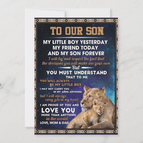 Love Son  To Our Son I Proud Of You And Love You Holiday Card