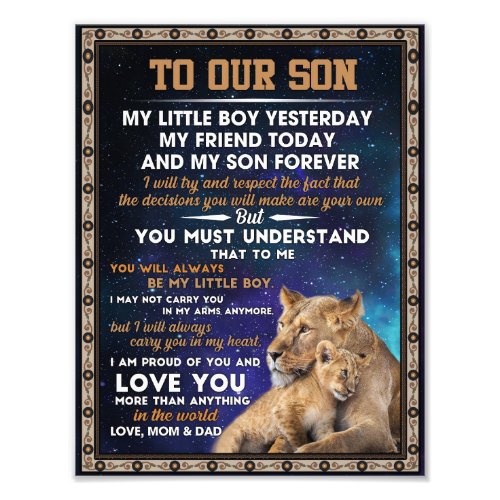 Love Son  To Our Son I Proud Of You And Love You Photo Print
