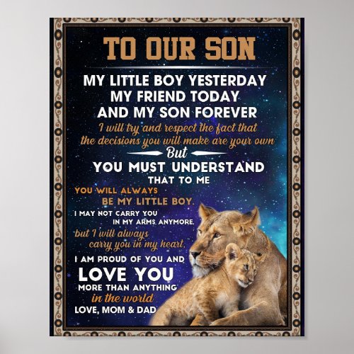 Love Son  To Our Son I Proud Of You And Love You Poster