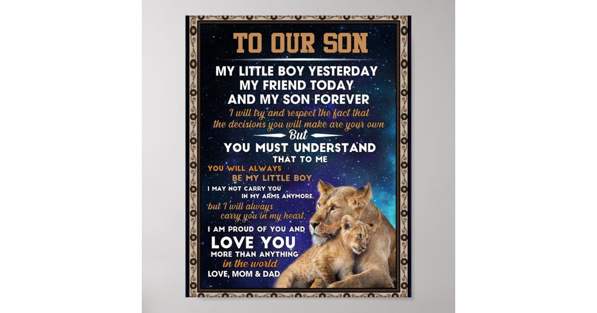 Love Son | To Our Son I Proud Of You And Love You Poster | Zazzle