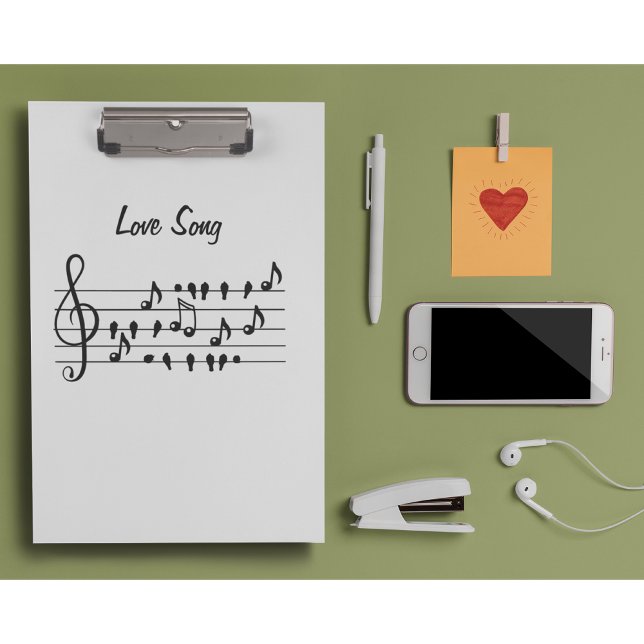 Love Song Bird Notes Black White Art Clipboard (Creator Uploaded)