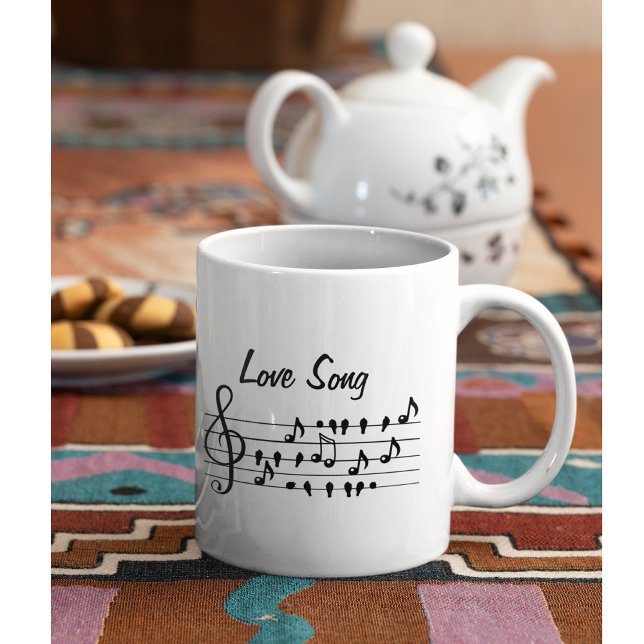 Love Song Bird Notes Black White Art Coffee Mug (Creator Uploaded)