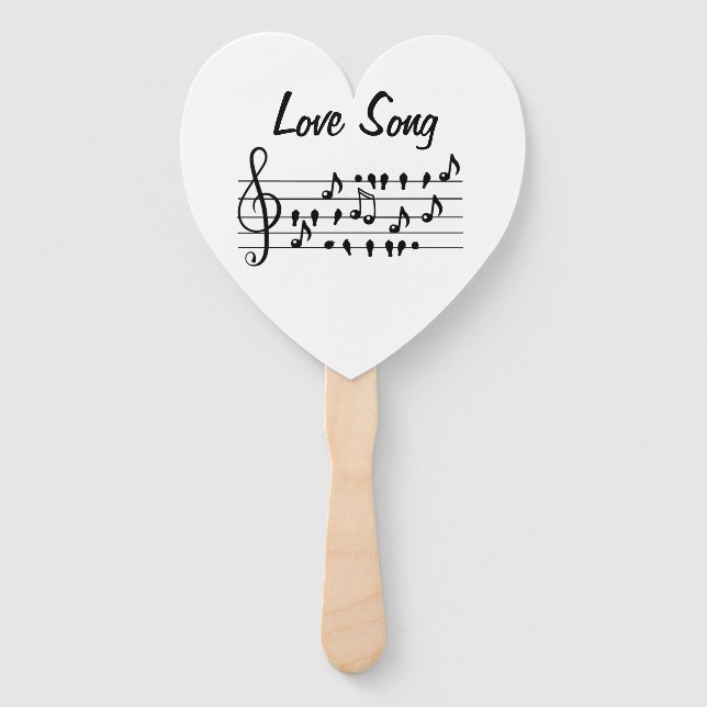 Love Song Bird Notes Black White Art Hand Fan (Front)
