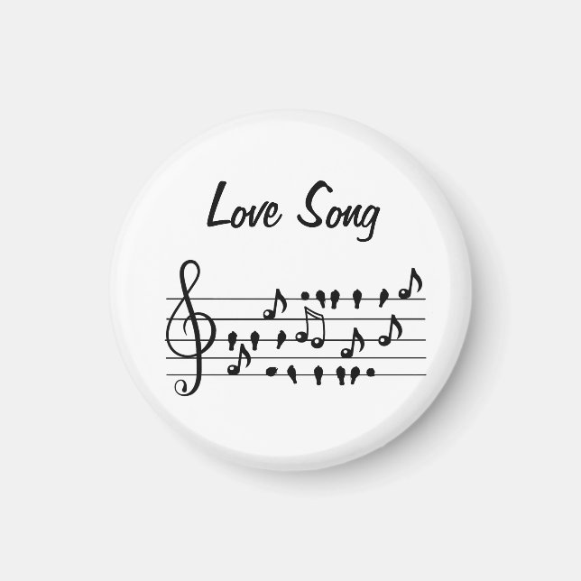 Love Song Bird Notes Black White Art Magnet (Front)