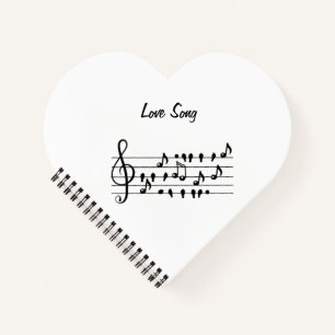 Love Song Bird Notes Black White Art Notebook