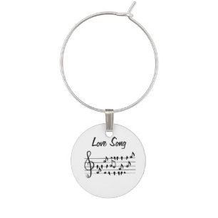 Love Song Bird Notes Black White Art Wine Charm