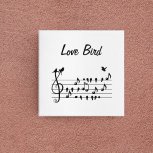 Love Song Birds on Musical Staff Black White Art Canvas Print
