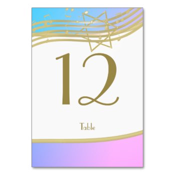 Love Song Hearts And Music Bat Mitzvah Table Number by InBeTeen at Zazzle