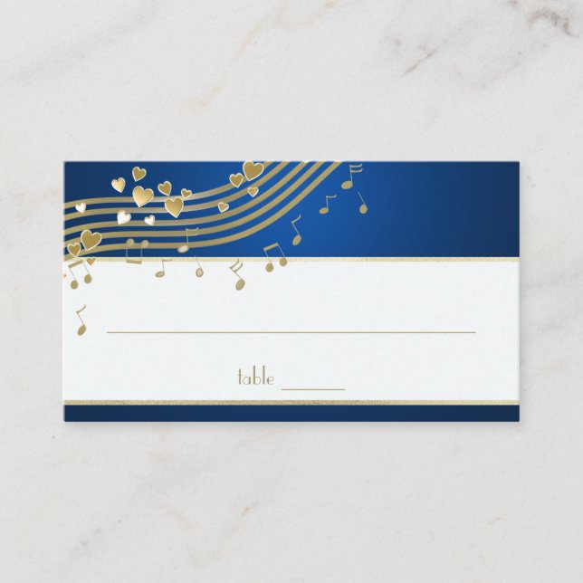 Love Song Music Notes and Hearts Place Card (Front)