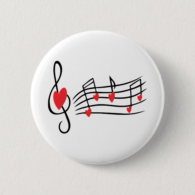 LOVE SONG MUSIC NOTES CUTE RED BLACK WHITE FRIENDS BUTTON (Front)