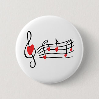 LOVE SONG MUSIC NOTES CUTE RED BLACK WHITE FRIENDS BUTTON