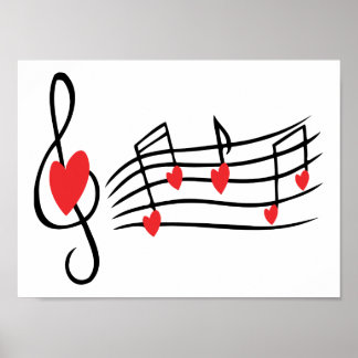 LOVE SONG MUSIC NOTES CUTE RED BLACK WHITE FRIENDS POSTER