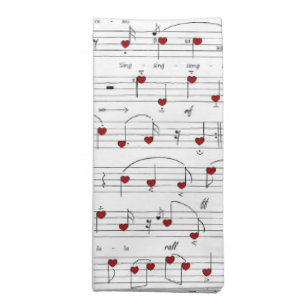 Love Song Red Heart Music Score Cloth Napkin