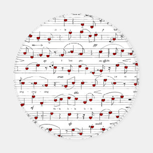 Love Song Red Heart Music Score Coaster Set