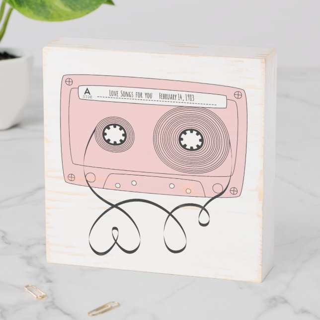 "Love Songs for You – Retro Cassette Wood Box Sign (In Situ Horizontal)