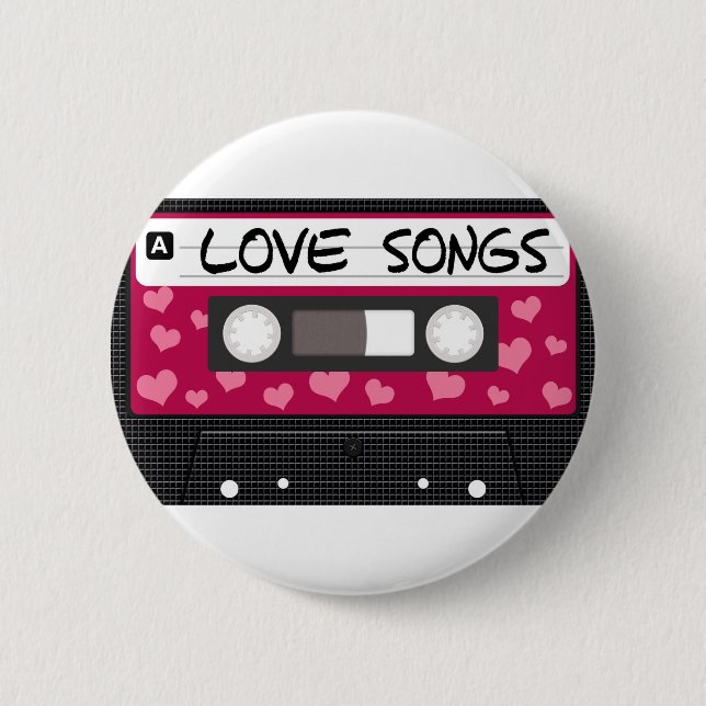 Love Songs Tape Pinback Button (Front)