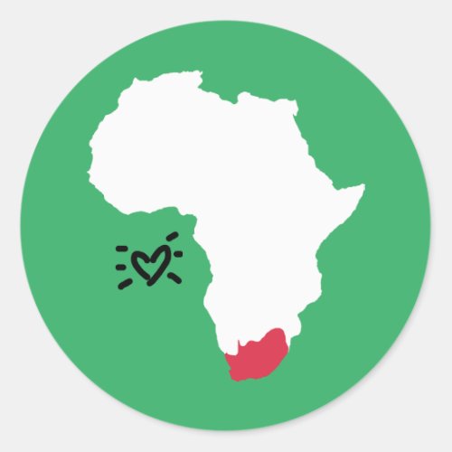 Love south africa map with heart classic round sticker