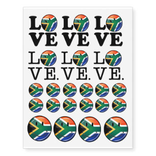 Love South Africa Smiling Flag Temporary Tattoos