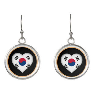 Love South Korea & Korean flag fashion heart/sport Earrings