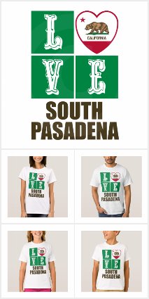Love South Pasadena California State Flag Heart