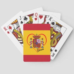 Love Spain games, patriotic Spanish flag, Heart Poker Cards