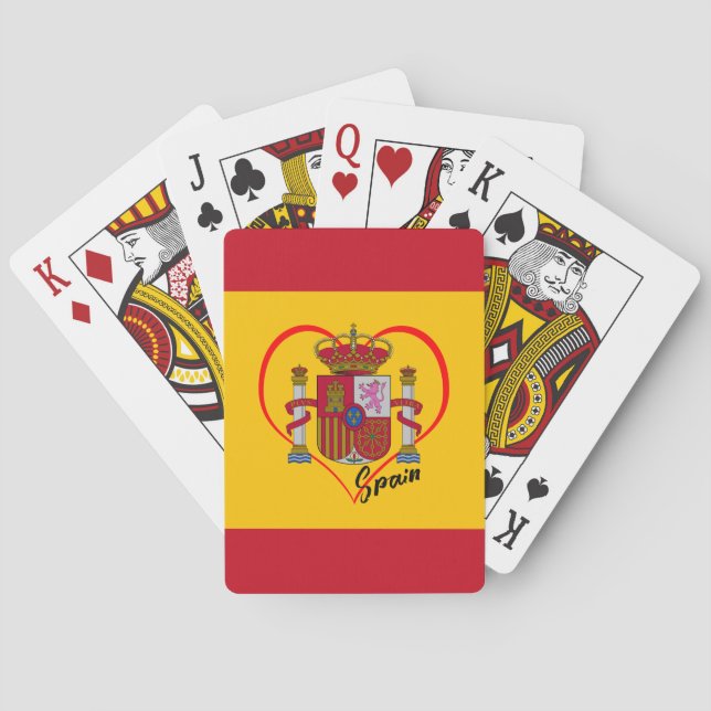 Love Spain games, patriotic Spanish flag, Heart Poker Cards (Back)