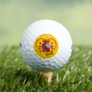 Love Spain Golf Balls, yellow Spanish flag, Heart Balls