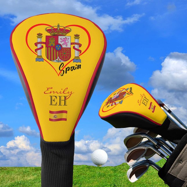 Love Spain, Golf Monogrammed, Heart, Spanish flag Head Cover (Creator Uploaded)